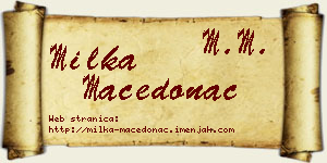 Milka Macedonac vizit kartica